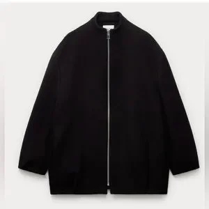 【なお】ZARA ポンチョコート MANTECO デニム M ブラック ウール混コート - ブラック | ZARA Japan / 日本